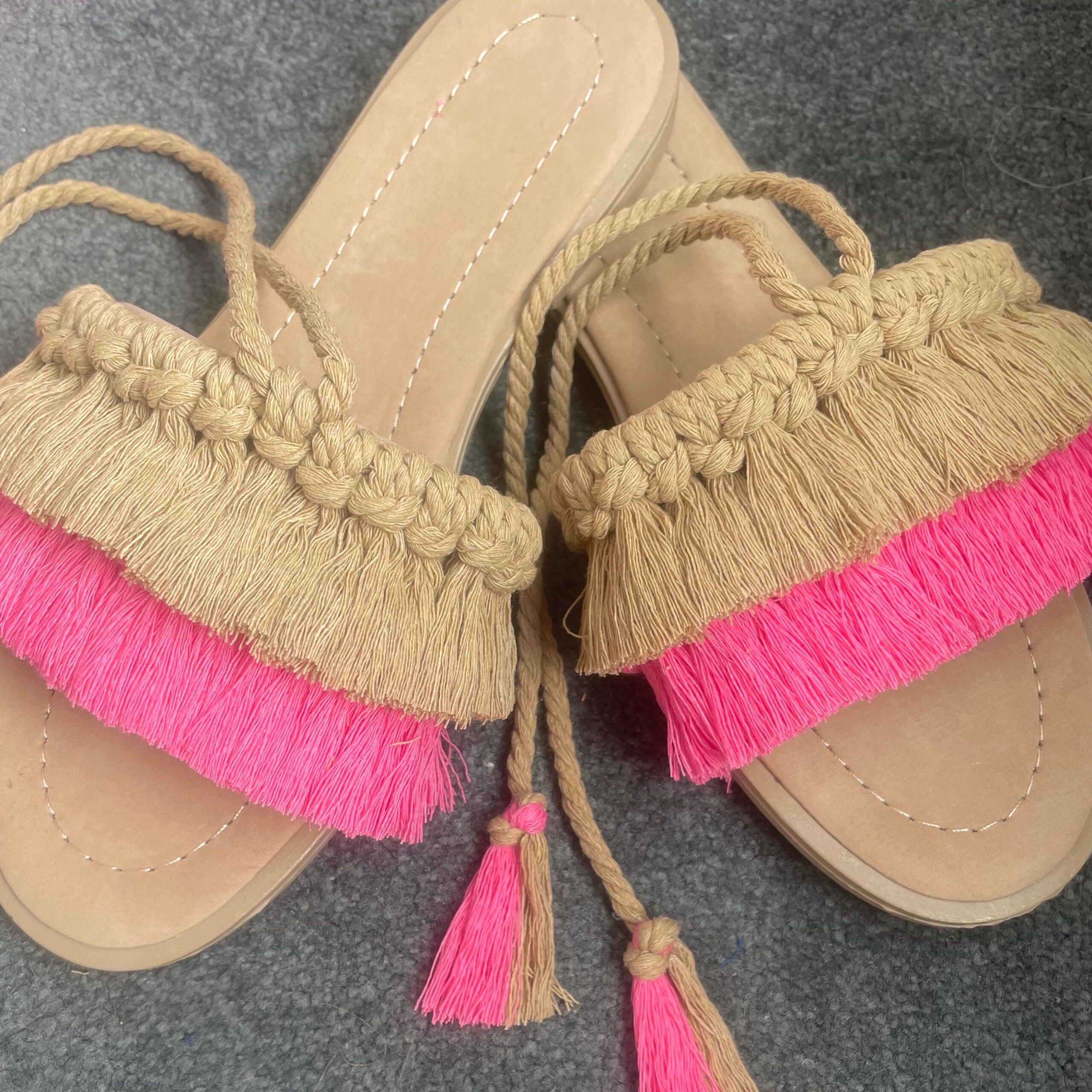 Macramé Sandals for Women – Trendy Handmade Sandals in Pink