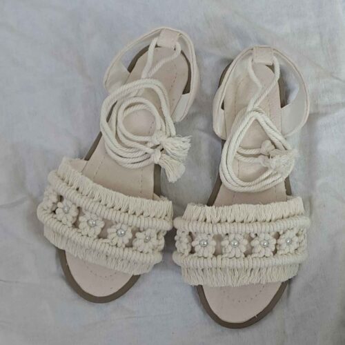 Macrame Sandals with Blossom Design – Handmade Footwear for Summer