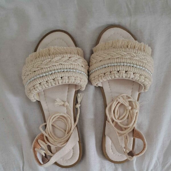 Macrame Sandals with Orange Blossom Design - Boho Vibes & Comfort