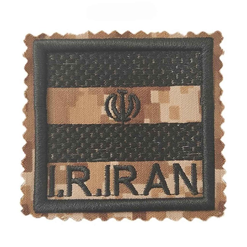 Military Insignia – Iran Flag Emblem in Digital Camouflage Khaki