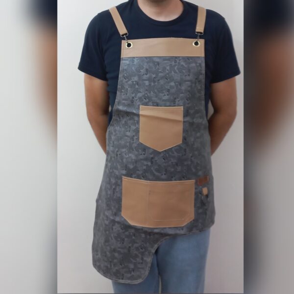 Modern Barista Apron Artificial Leather Sleek & Stylish in Gray