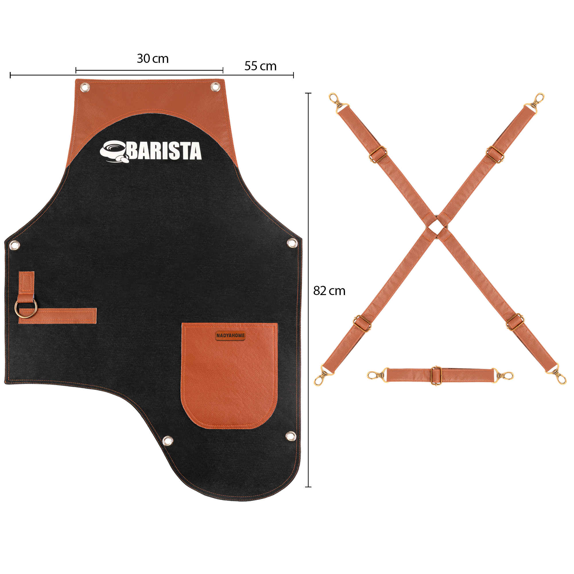 Modern Barista Apron Denim Sleek & Stylish in Black