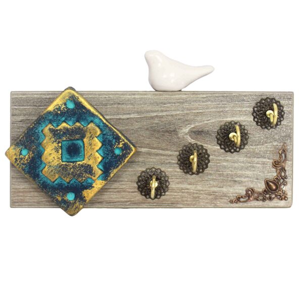 Decorative Wall Key Holder for Your Home Decor with Tile and Bird Design