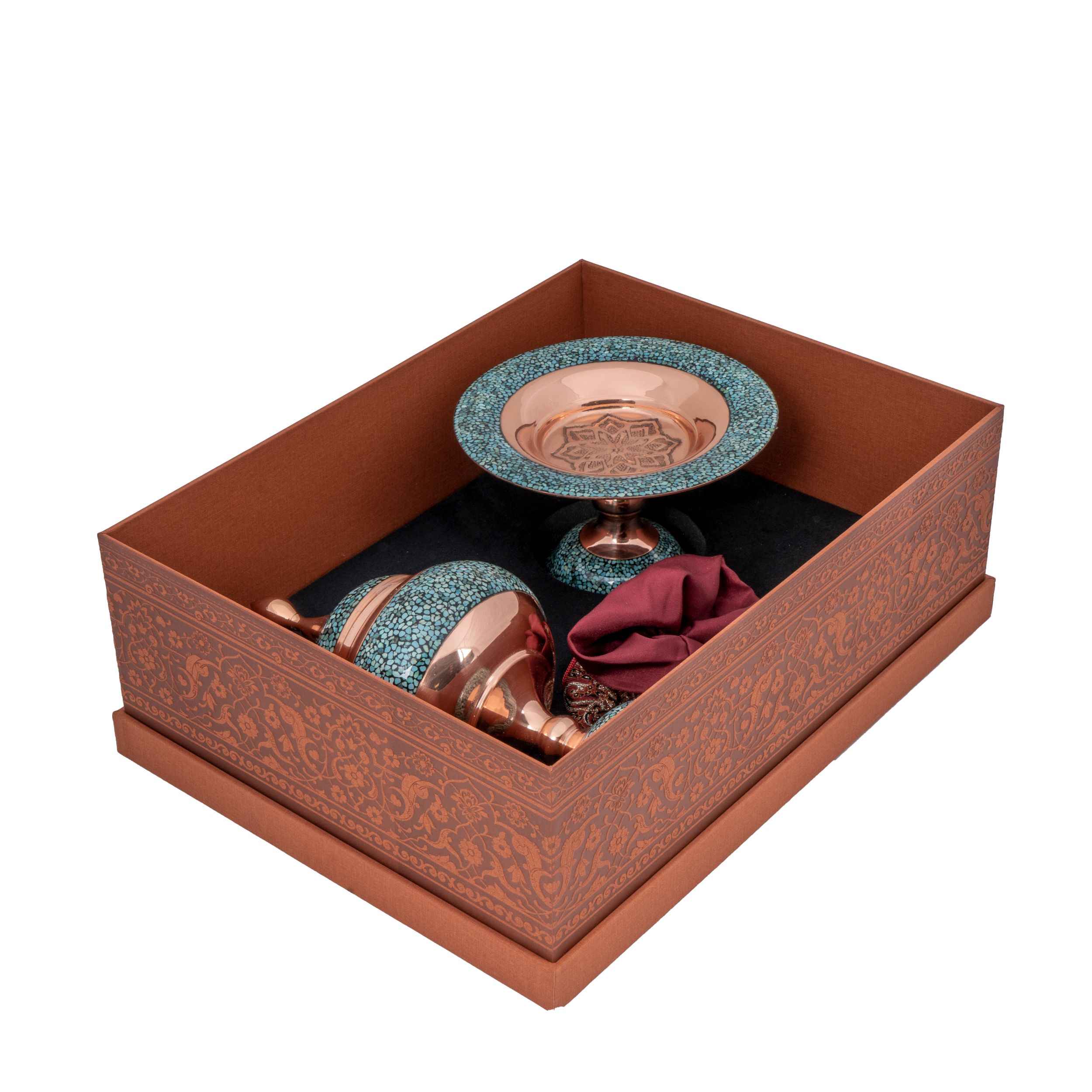 Persian Art Gift Set – Turquoise Inlaid Chocolate and Pastry Bowl