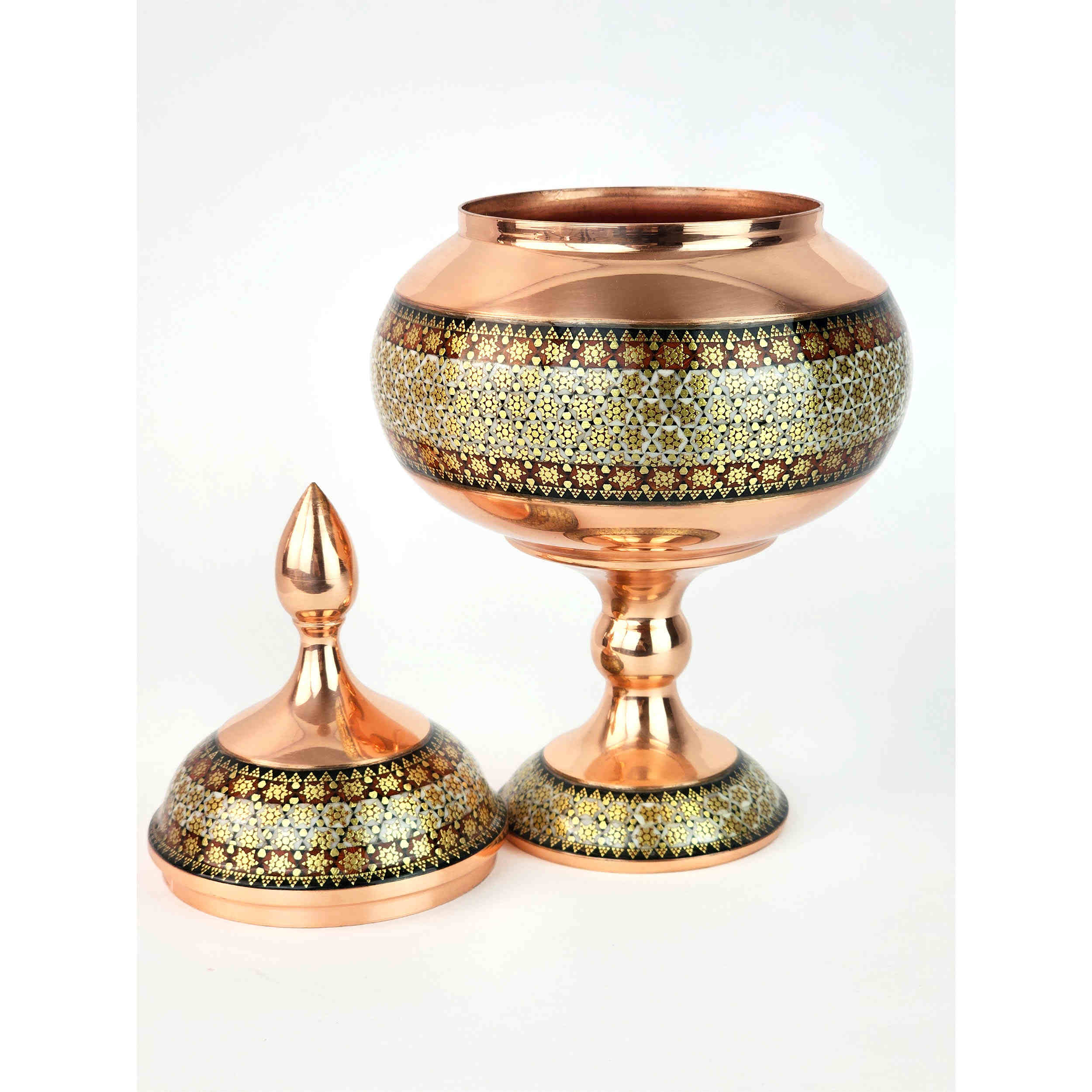 Persian Artisanal Gift Set 3-Piece Chocolate Bowl and Inlay Work Vase