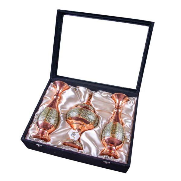 Persian Khatamkari Gift Set 3-Piece Inlay Work Vase & Chocolate Bowl
