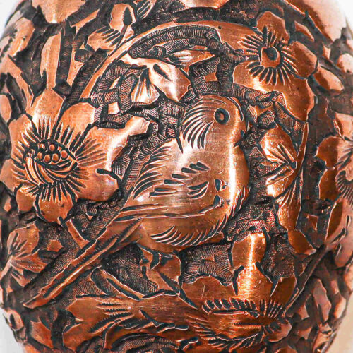 Persian Decorative Copper Bottle with Bird & Flower Design Pack of 2