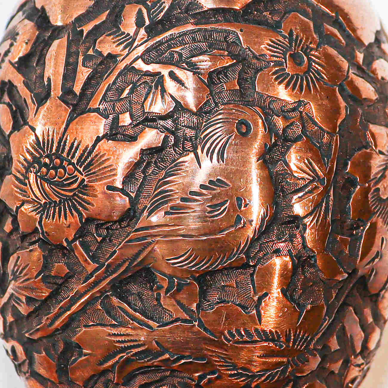 Persian Decorative Copper Bottle with Bird & Flower Design Pack of 2