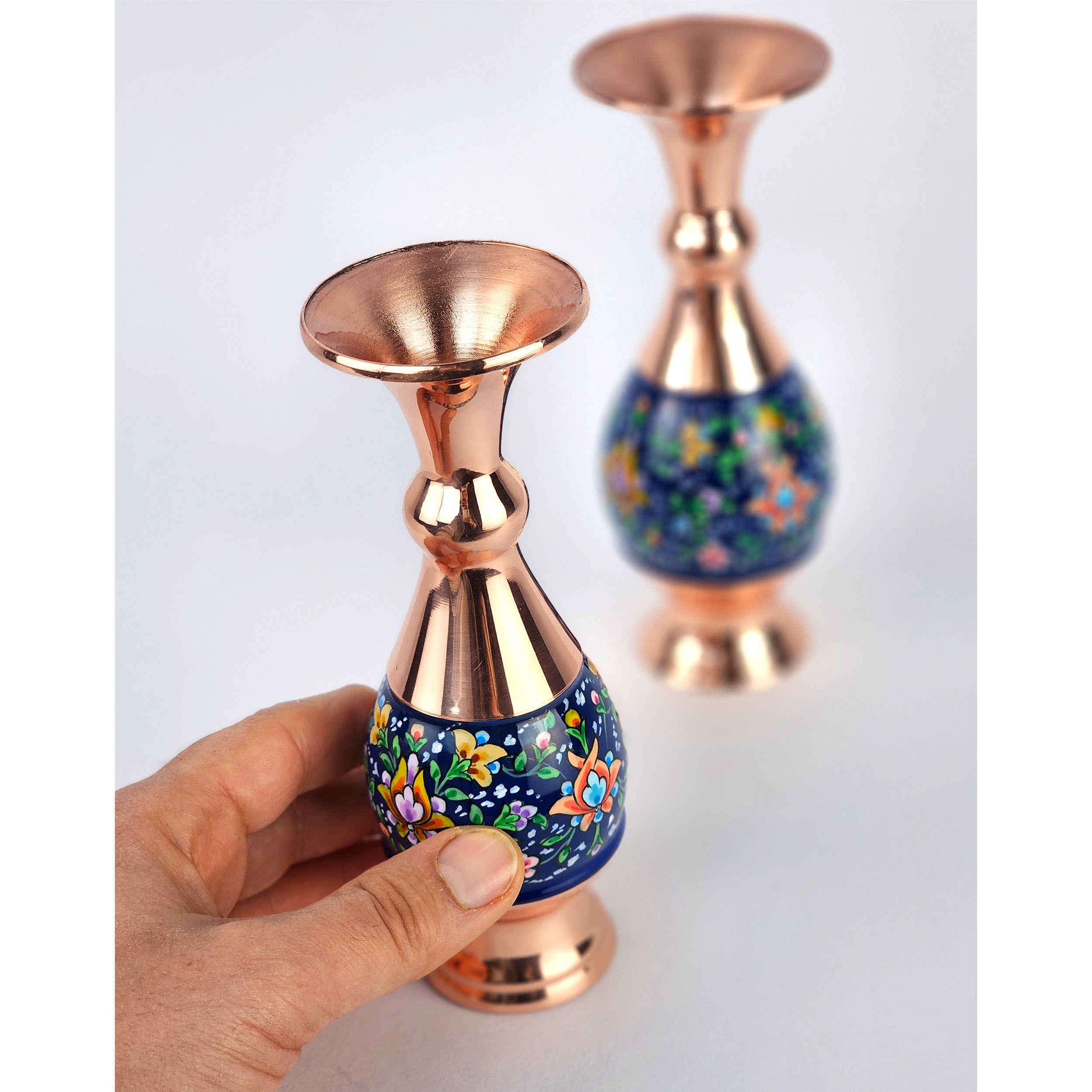 Persian Decorative Copper Vase with Floral Design Suitable for Home Décor Set of 2