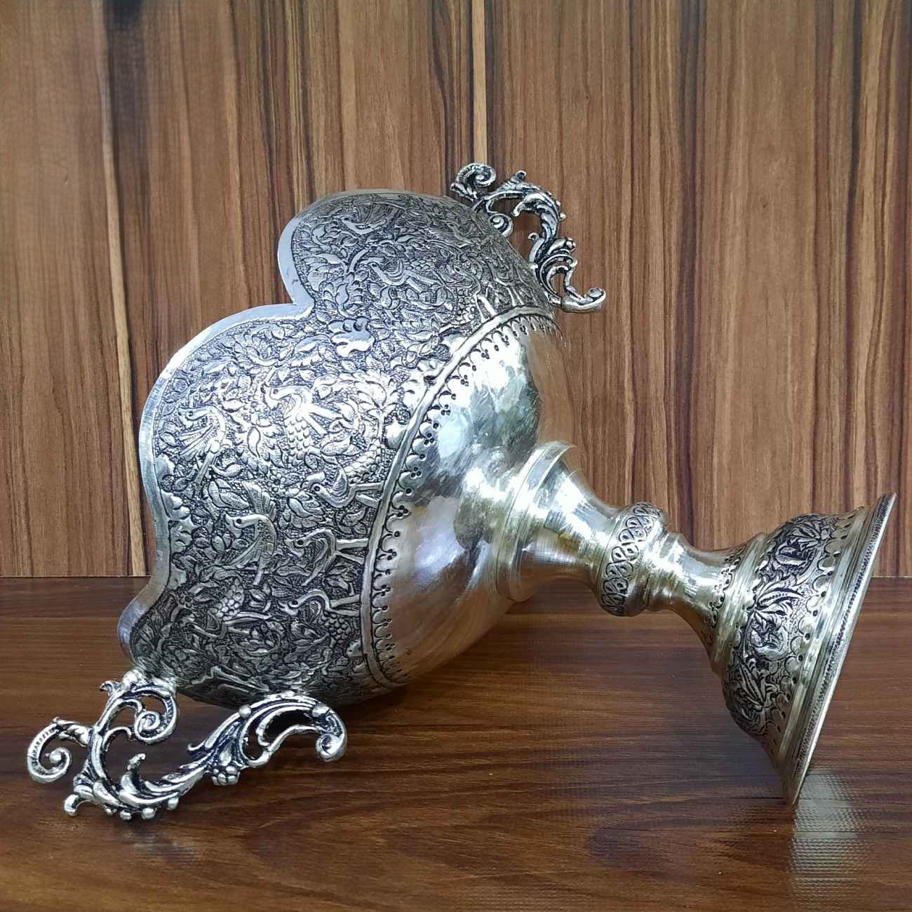 Persian Decorative Silver Bowl – Handcrafted Engraved Perfect for Collectors