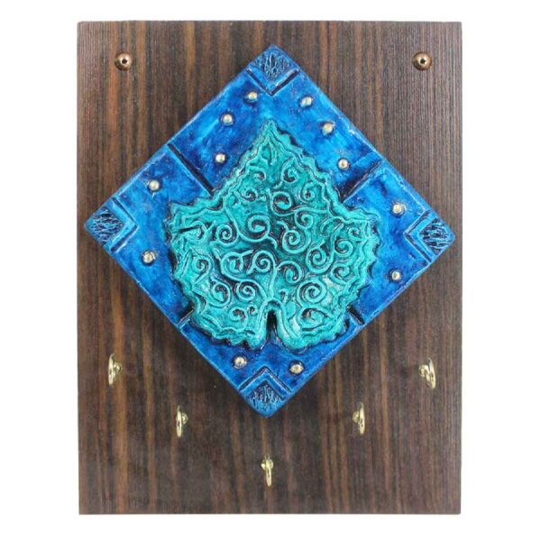 Persian Decorative Wooden Wall Key Holder - Handcrafted with Leaf Design for Your Home Decor