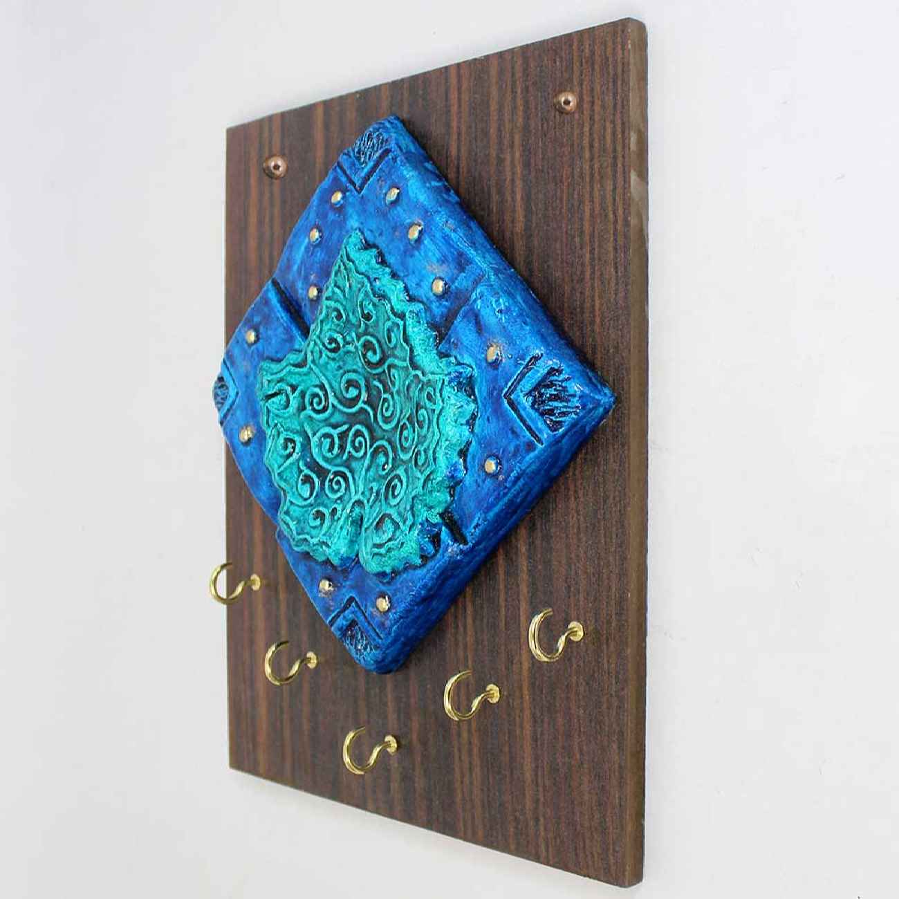 Persian Decorative Wooden Wall Key Holder – Handcrafted with Leaf Design for Your Home Decor