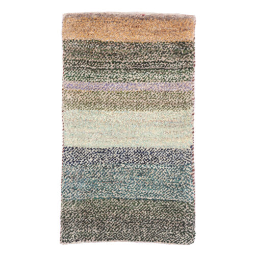 Persian Gabbeh Rug with Wool Authentic Handwoven in Shiraz Striped Light Green