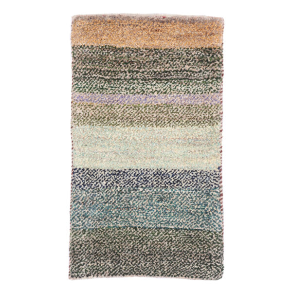 Persian Gabbeh Rug with Wool Authentic Handwoven in Shiraz Striped Light Green