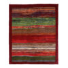 Persian Gabbeh Wool Rug Handwoven in Shiraz Striped Maroon
