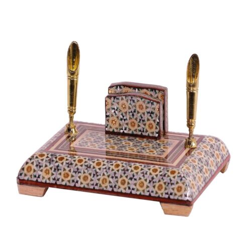 Persian Handcrafted Wooden Pen Holder – Customizable Office Accessory & Desk Organizer