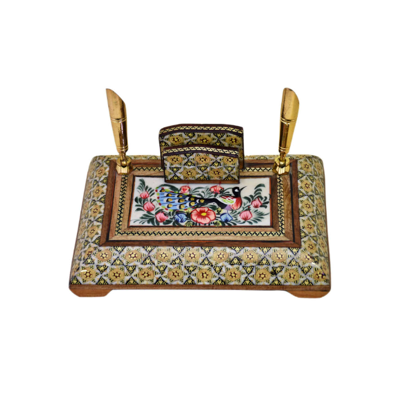Persian Handcrafted Wooden Pen Holder for Desk - Customizable Office Accessory