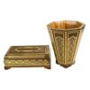 Persian Khatamkari Art Waste Basket and Tissue Box Set - Handcrafted for Home & Office Decor