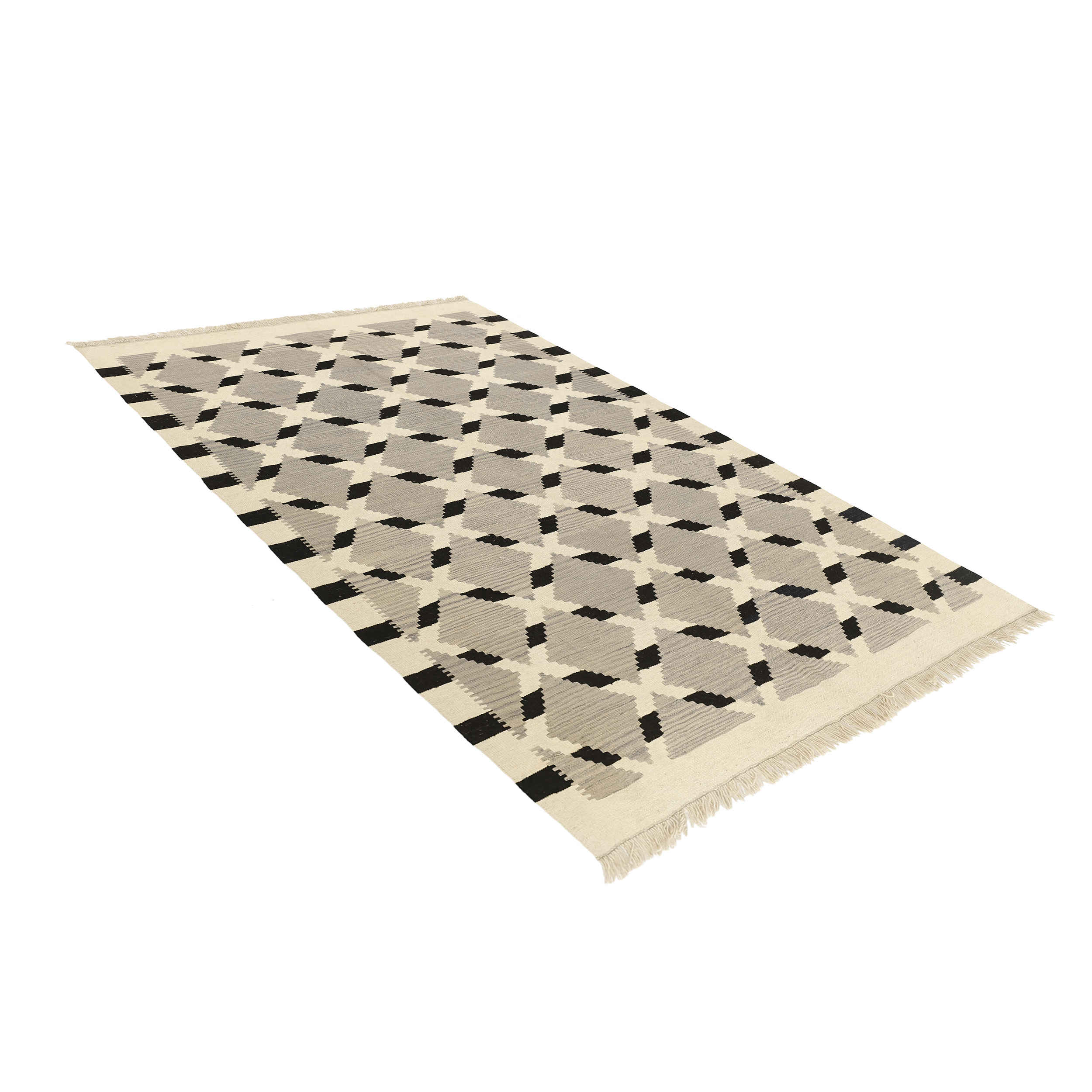 Persian Kilim Rug with Wool Original Handwoven in Fars Geometric Cream