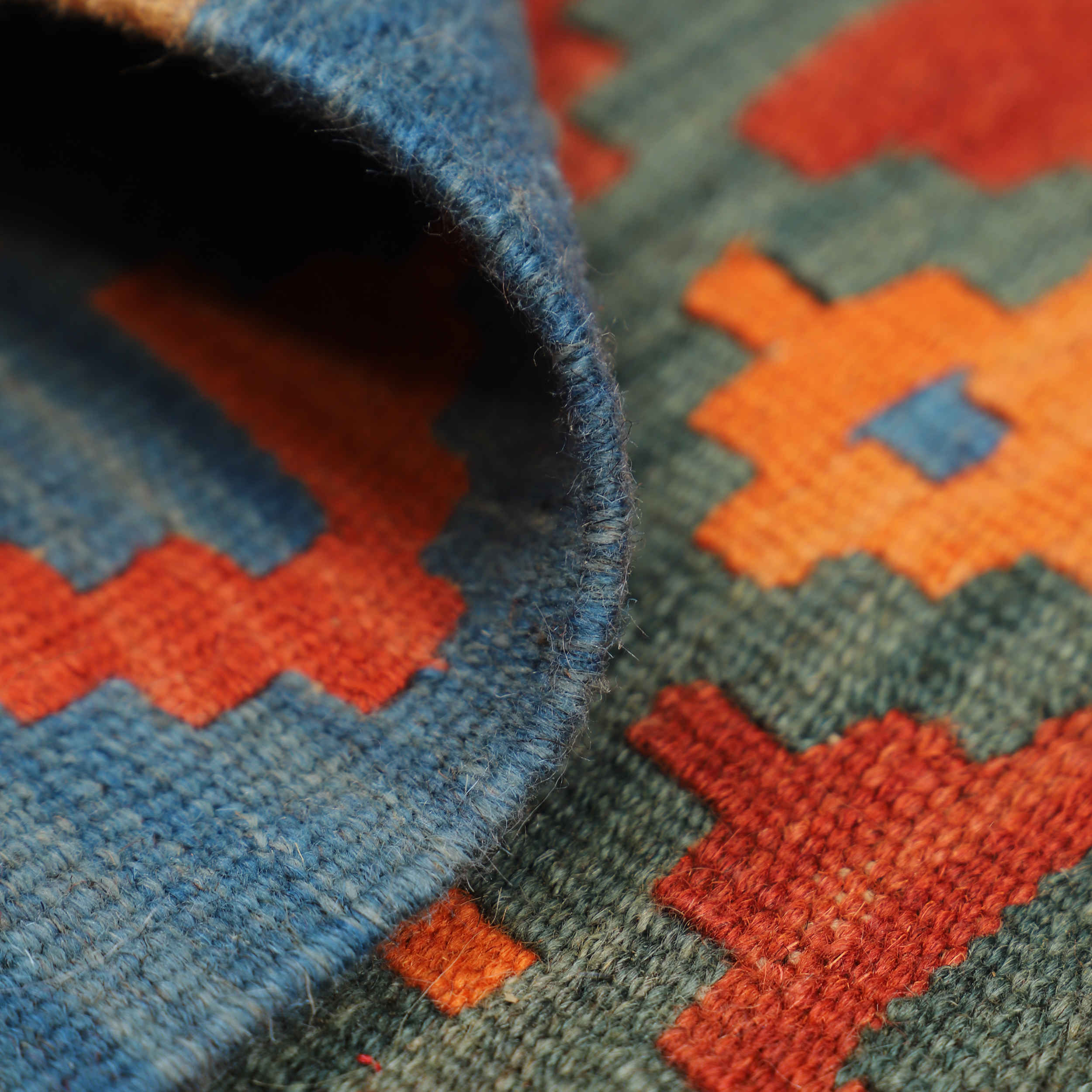 Persian Kilim Runner Rug with Wool Genuine Handwoven in Fars Qashqai