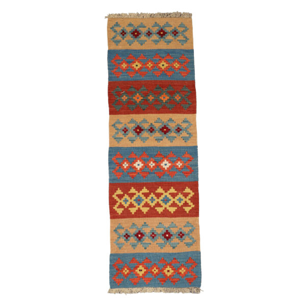 Persian Kilim Runner Rug with Wool Genuine Handwoven in Fars Qashqai