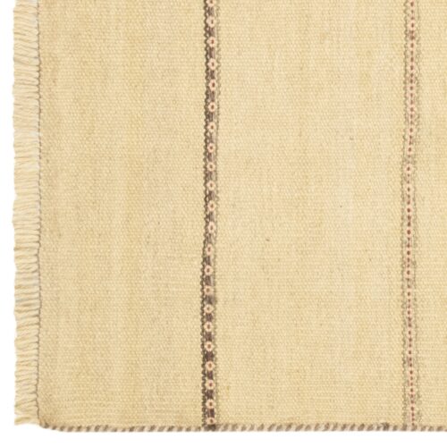 Persian Kilim Runner Rug with Wool Handwoven in Fars Striped Cream