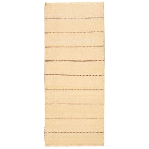 Persian Kilim Runner Rug with Wool Handwoven in Fars Striped Cream