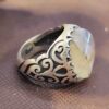 Persian Men's Silver Ring with Agate Stone Model Shajar
