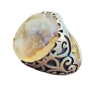 Persian Men’s Silver Ring with Agate Stone Model Shajar