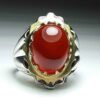 Persian Men's Silver Ring with Red Agate from Khorasan
