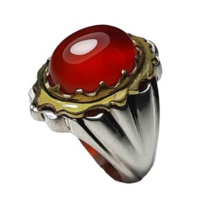 Persian Men’s Silver Ring with Red Agate from Khorasan