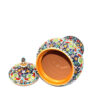 Persian Pottery Sugar Footed Bowl with Lid - Minakari Enameled with Floral Design