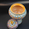 Persian Pottery Sugar Bowl with Lid - Minakari Enameled with Floral Paisley Design