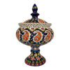 Persian Pottery Sugar Bowl with Lid - Minakari Enameled with Paisley Design