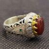 Persian Silver Ring - for Men with Yemeni Agate Stone