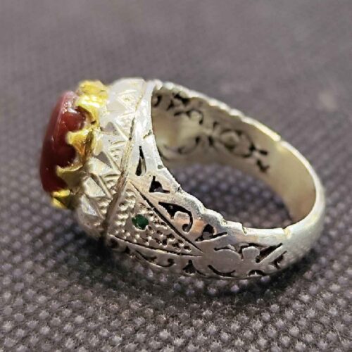 Persian Silver Ring – for Men with Yemeni Agate Stone