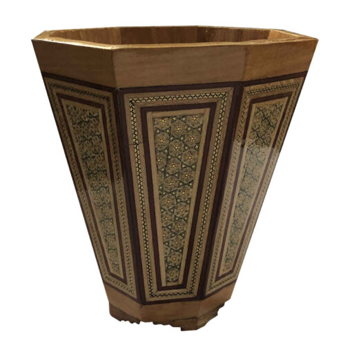 Persian Waste Basket Khatamkari – Handcrafted Luxury for Home Decor