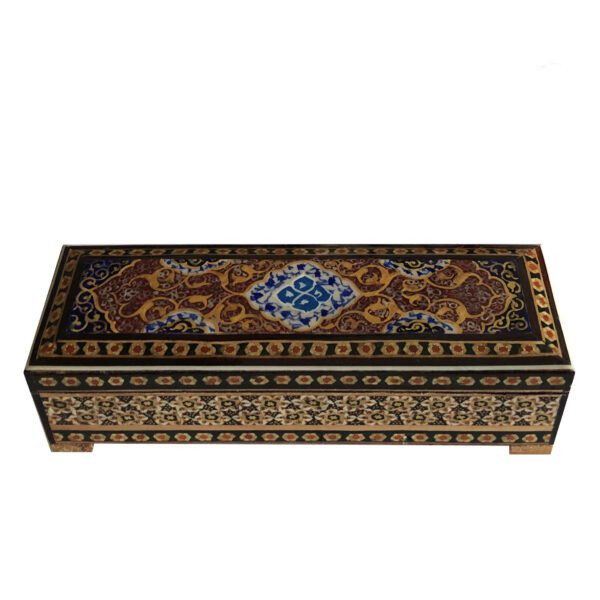 Persian Wooden Pencil Box with Handcrafted Khatamkari for Persian Art Lovers