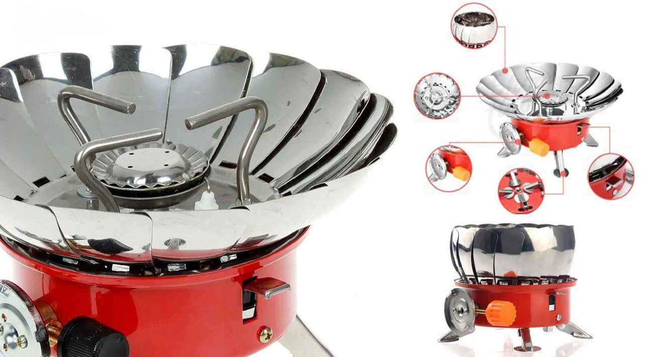 Portable Windproof Camping Gas Stove- with Heat Shield
