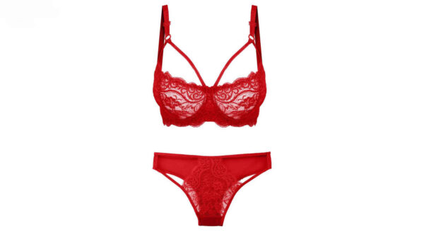 Red Lace Bra and Panty Set - Bold and Beautiful - Romantic Lingerie