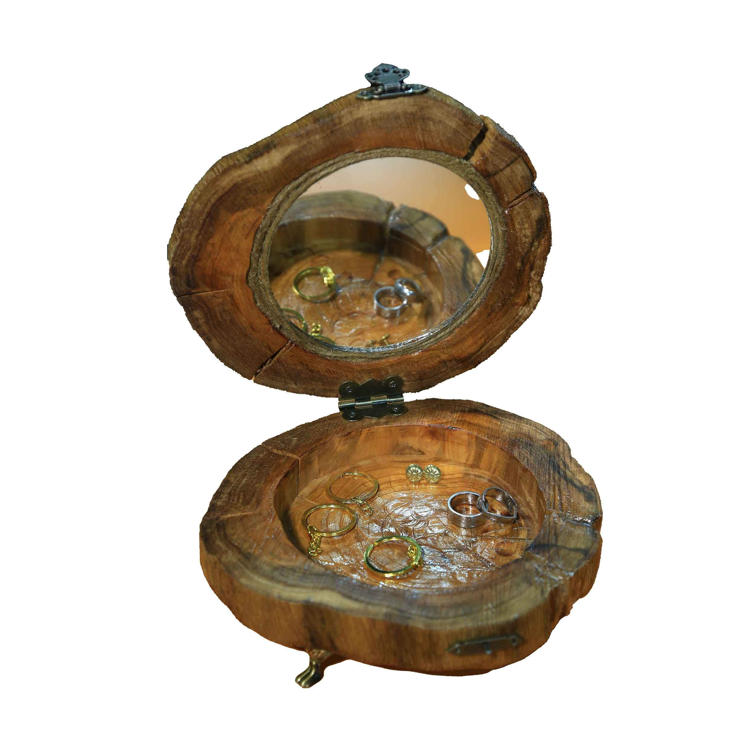 Rustic Wooden Jewelry Box with Mirror – Perfect Gift for Women