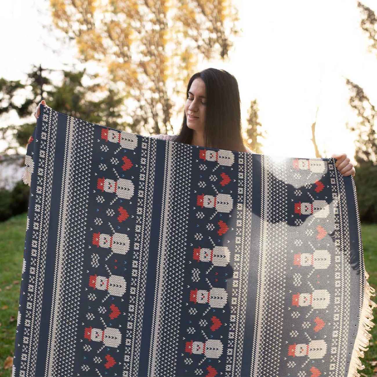 Sofa Throw with Snowman Design – Style to Any Couch or Armchair