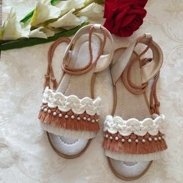 Strapped Macrame Sandal - Boho Style with Pearl Design
