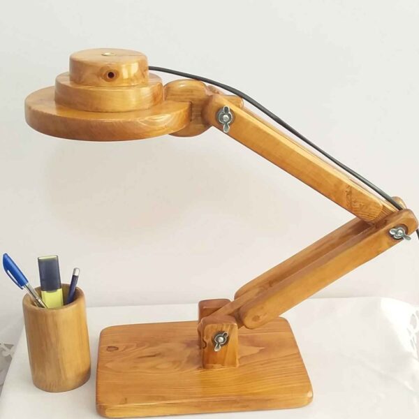 Funky Wooden Adjustable Desk Lamp With Organizer - Perfect Lighting for Home Office & Study