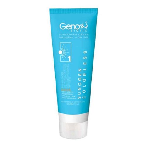 Sunscreen Cream for Dry Skin & Normal  – Colorless – Geno Biotic SPF50, 50 ml (pack of 2)