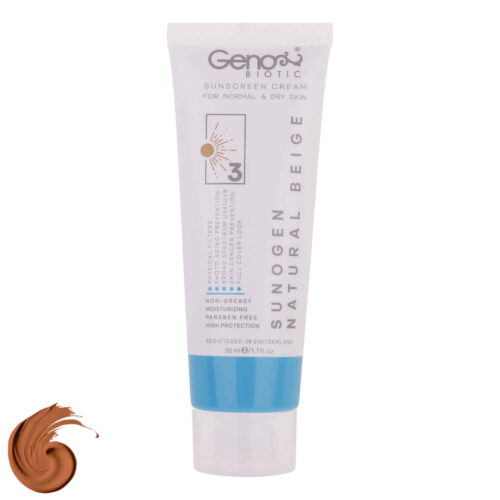 Sunscreen Cream for Dry Skin & Normal  – Natural Beige Color – Genobiotic SPF50 Tinted (pack of 2)