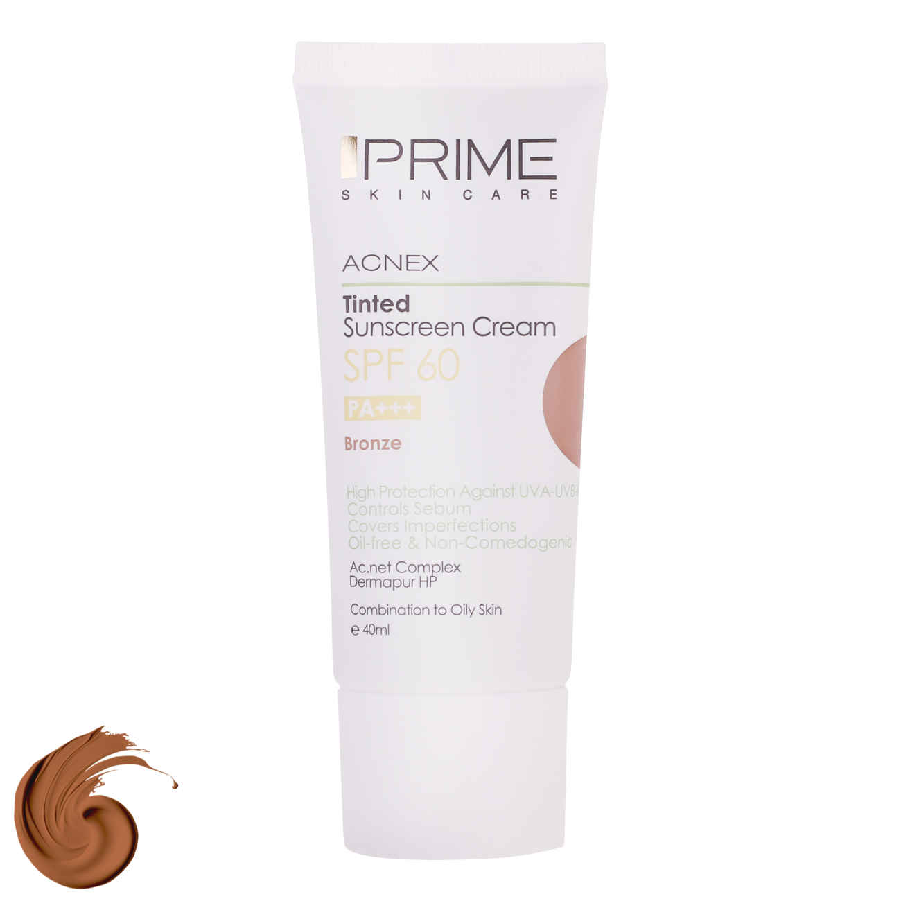 Sunscreen Cream for Oily Skin - Prime SPF60 Bronze Color, Anti-acne UVA, UVB Protection (Pack of 2)