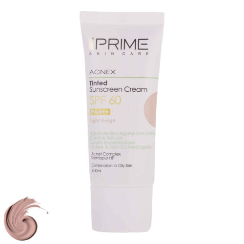 Sunscreen Cream for Oily Skin- Prime SPF60 Light Beige Color, Anti-acne (Pack of 2)