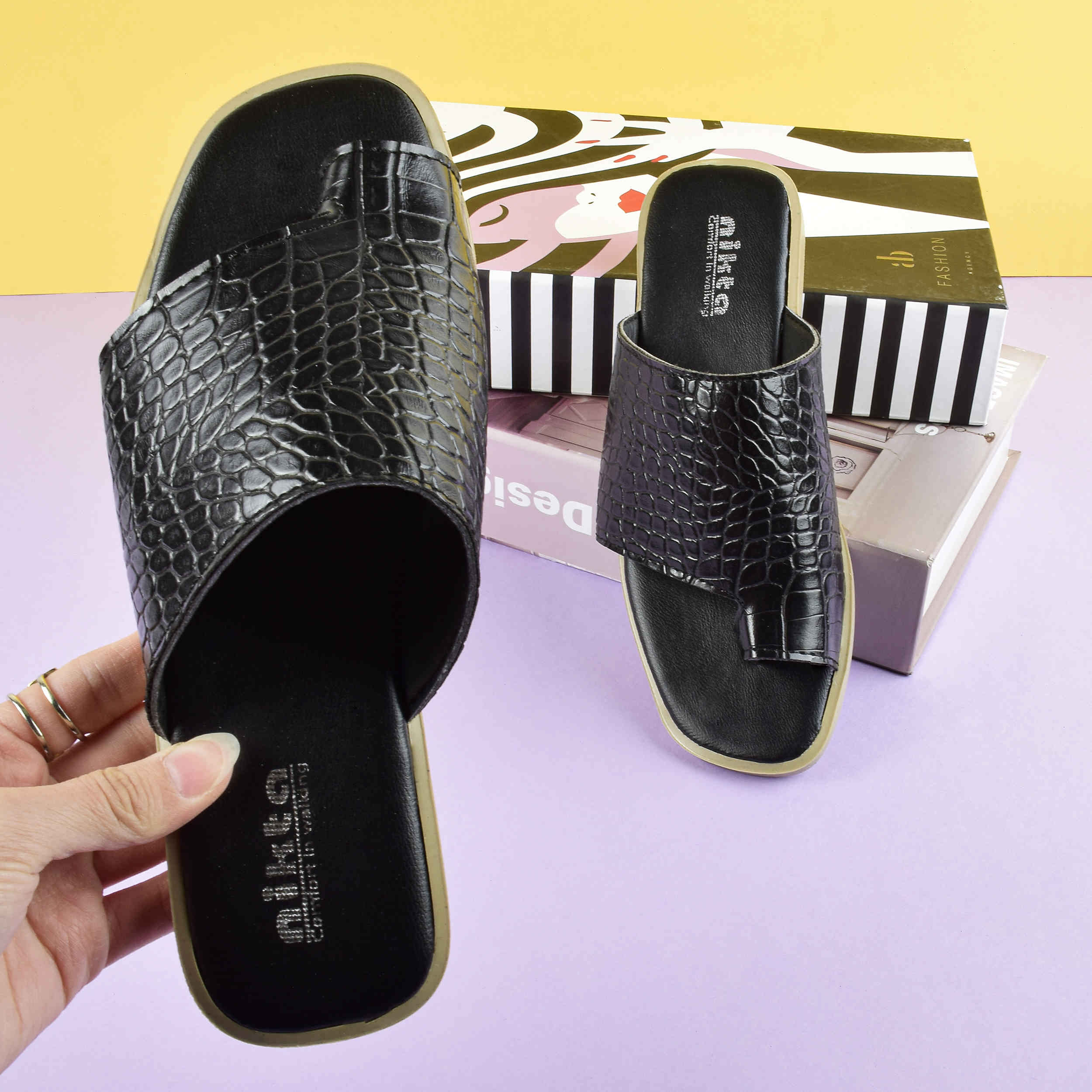 Toe Ring Slipper for women – Lightweight & Stylish with Snake Skin Design