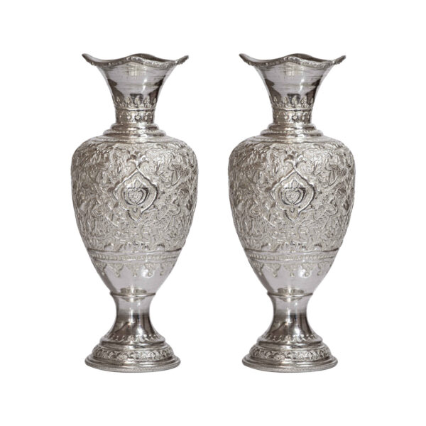Handcrafted Brass Vase with Pomegranate Design Set of 2
